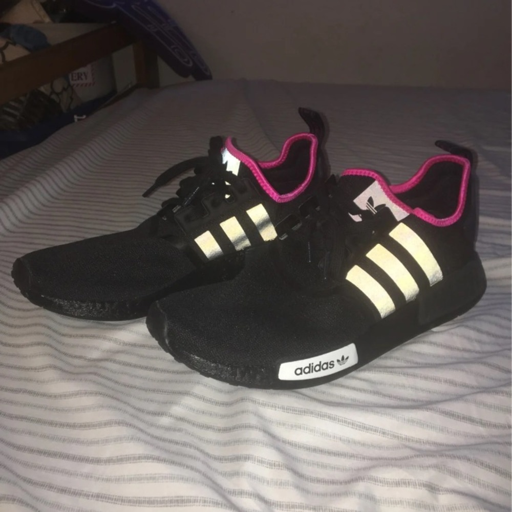 Adidas NMD R1 Black Pink Reflective Custom Running Shoes